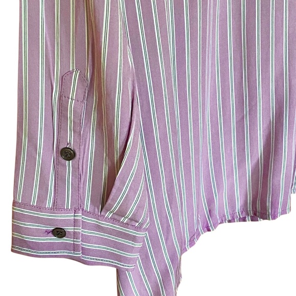 J. Jill Button Up Blouse Lavender Striped NWT Women’s L Petite - Picture 2 of 8
